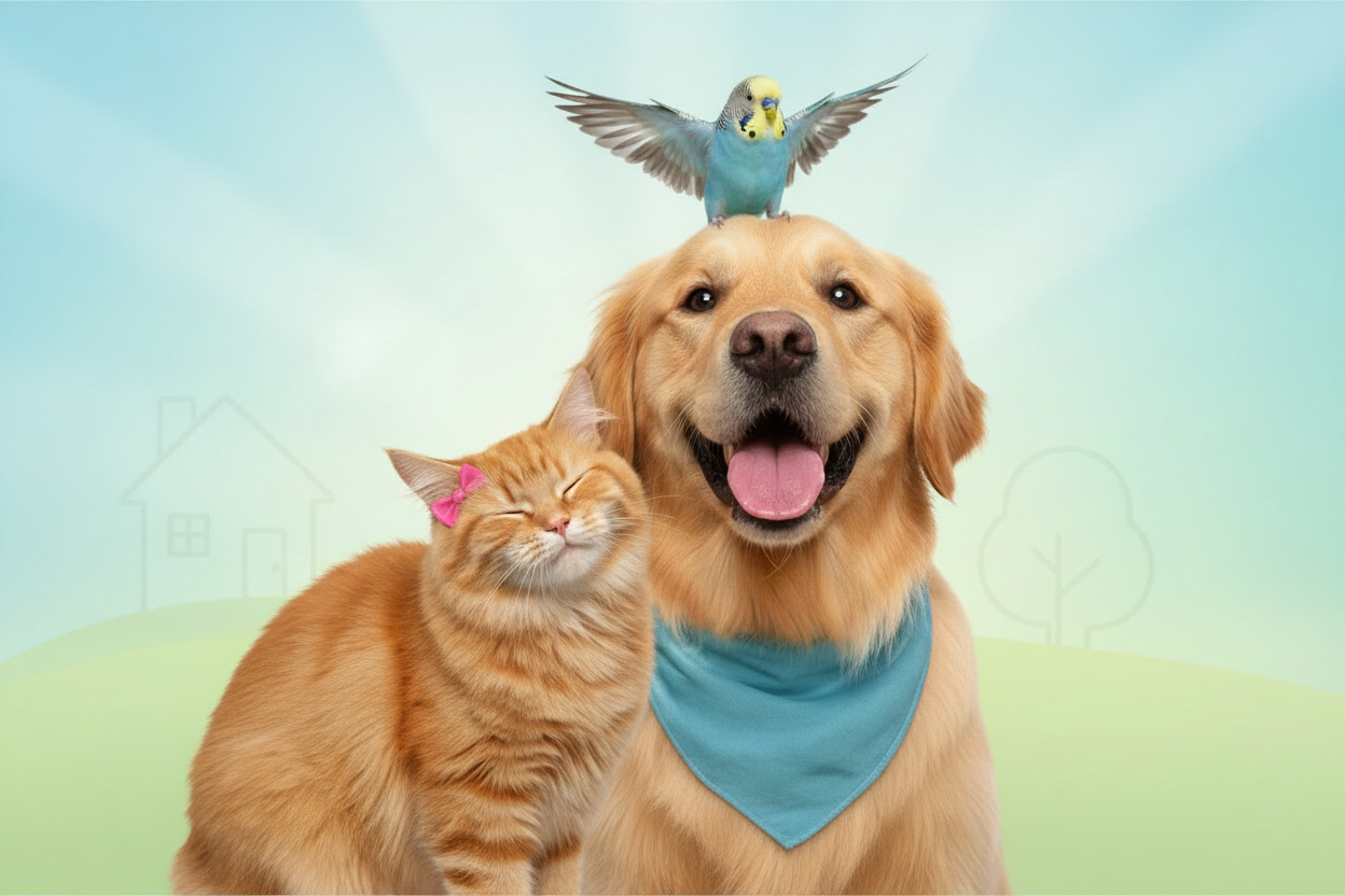 Dog, Cat and Bird - No Text