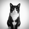 Real black and white cat