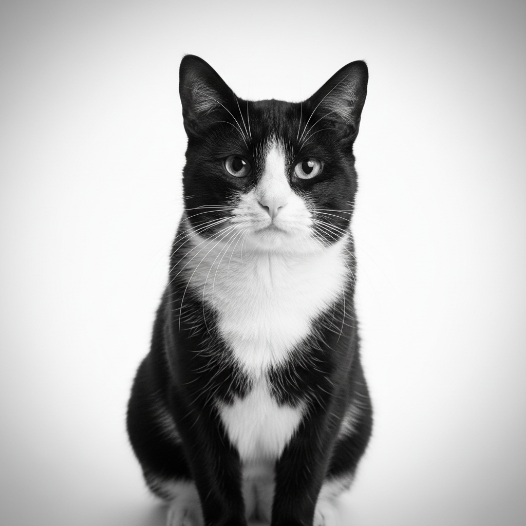 Real black and white cat