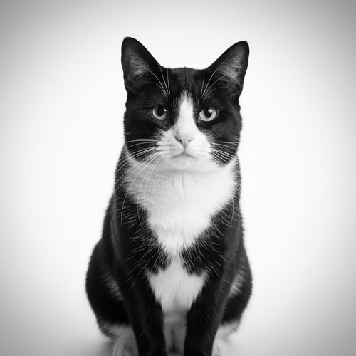 Real black and white cat